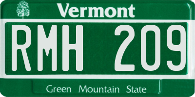 VT license plate RMH209