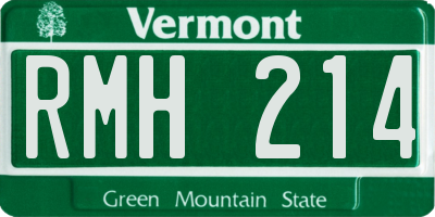 VT license plate RMH214