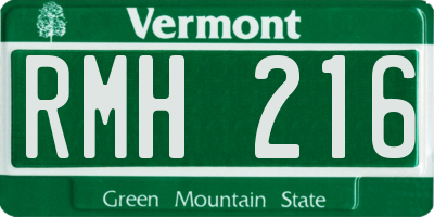 VT license plate RMH216