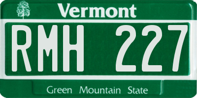 VT license plate RMH227