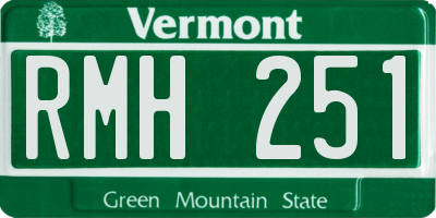 VT license plate RMH251