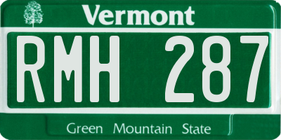 VT license plate RMH287