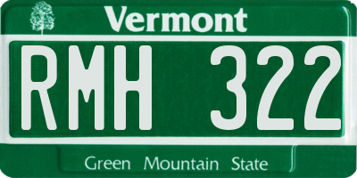 VT license plate RMH322