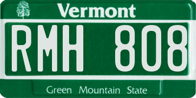 VT license plate RMH808