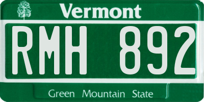 VT license plate RMH892