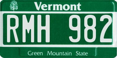 VT license plate RMH982