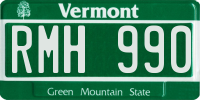 VT license plate RMH990