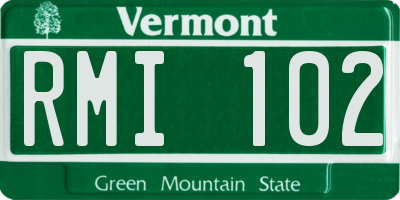 VT license plate RMI102