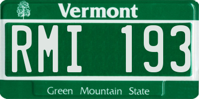 VT license plate RMI193