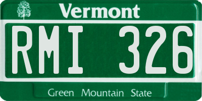 VT license plate RMI326