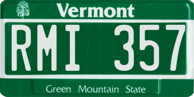 VT license plate RMI357