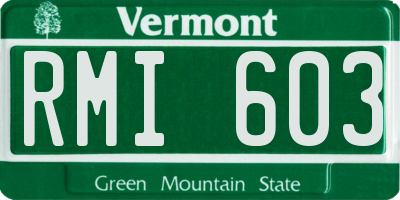 VT license plate RMI603