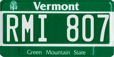 VT license plate RMI807