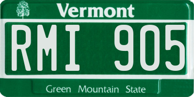 VT license plate RMI905