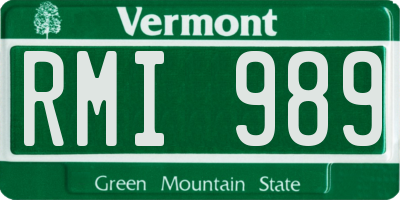 VT license plate RMI989