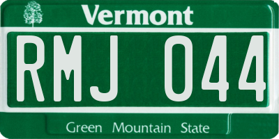 VT license plate RMJ044