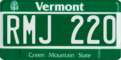 VT license plate RMJ220