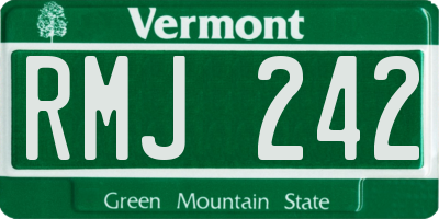 VT license plate RMJ242