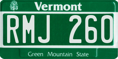 VT license plate RMJ260