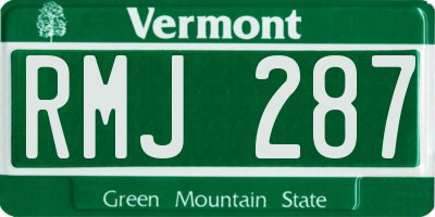 VT license plate RMJ287