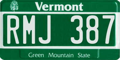 VT license plate RMJ387