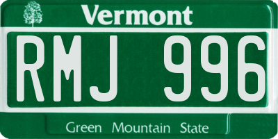 VT license plate RMJ996