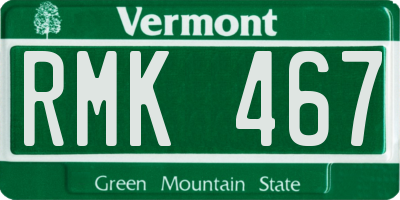 VT license plate RMK467