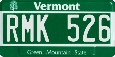 VT license plate RMK526