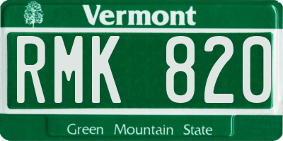 VT license plate RMK820