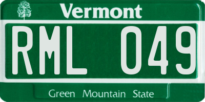 VT license plate RML049