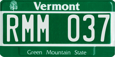 VT license plate RMM037