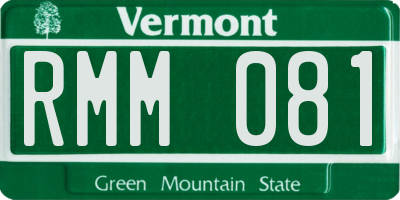VT license plate RMM081