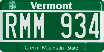 VT license plate RMM934
