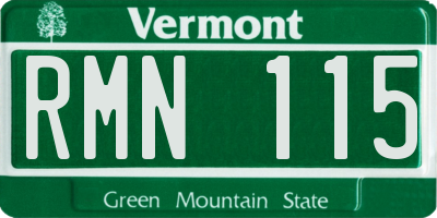 VT license plate RMN115