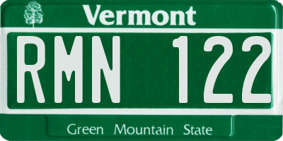 VT license plate RMN122