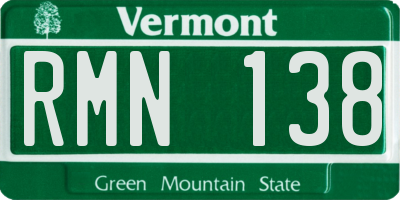 VT license plate RMN138