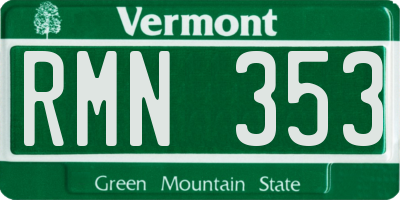VT license plate RMN353