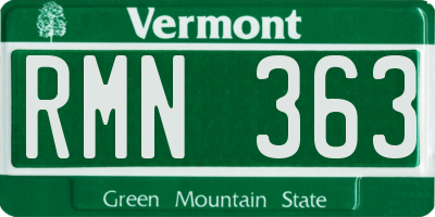 VT license plate RMN363