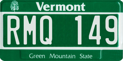 VT license plate RMQ149