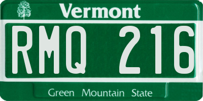 VT license plate RMQ216