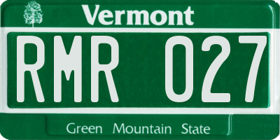 VT license plate RMR027