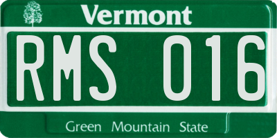 VT license plate RMS016
