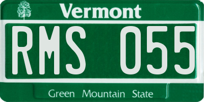 VT license plate RMS055