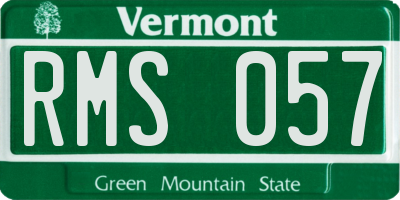 VT license plate RMS057