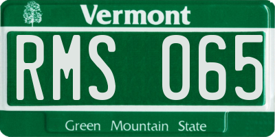 VT license plate RMS065