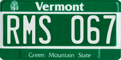 VT license plate RMS067