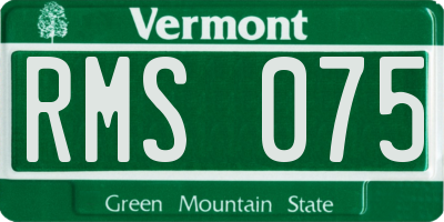 VT license plate RMS075