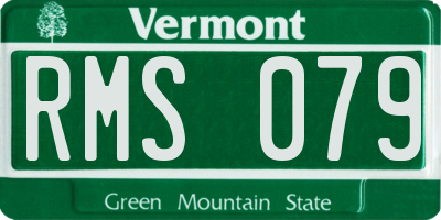 VT license plate RMS079