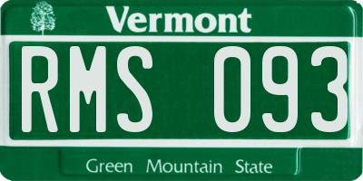 VT license plate RMS093