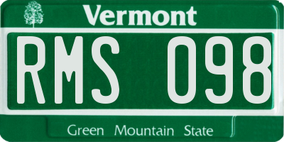 VT license plate RMS098